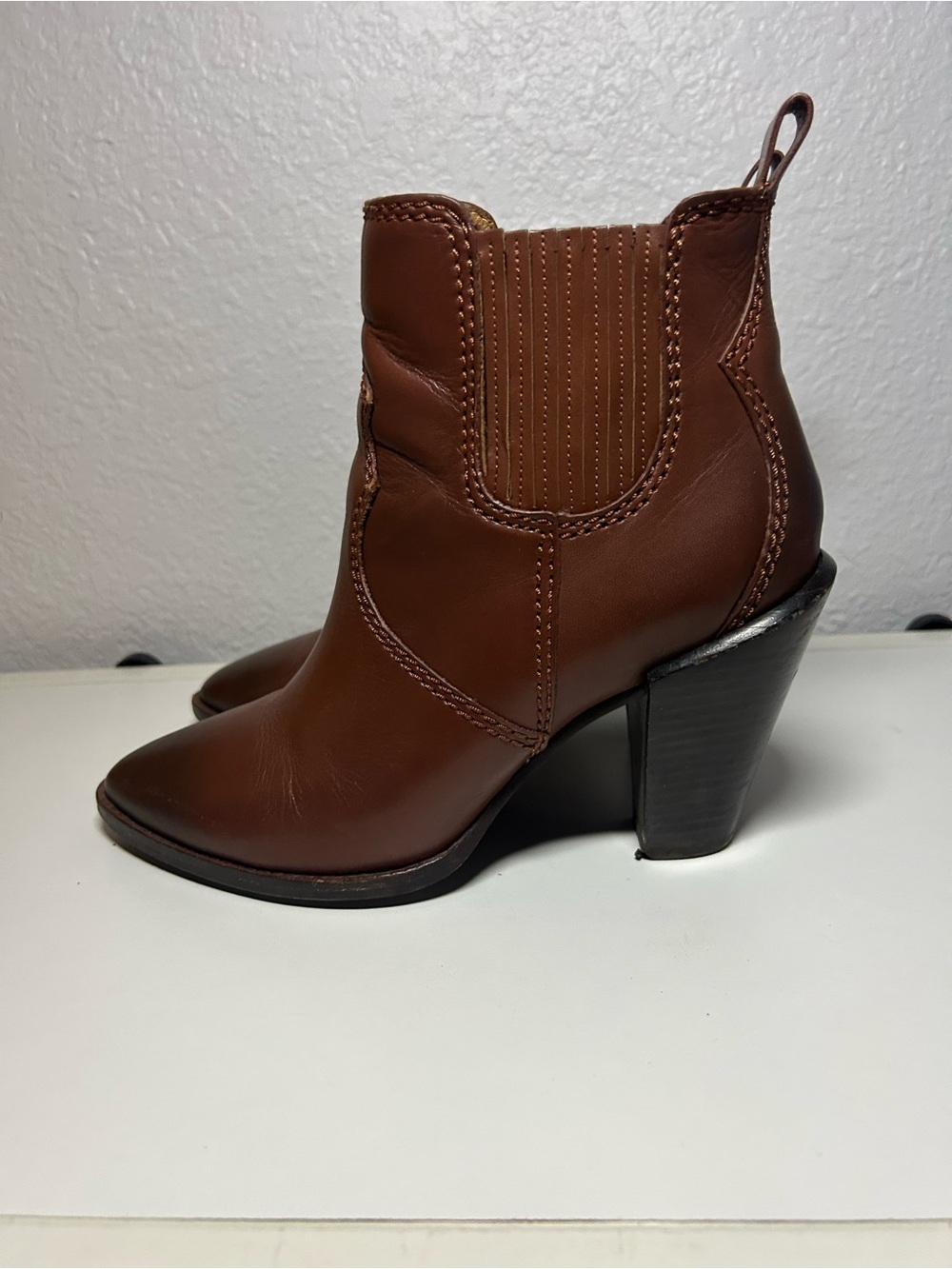 Coach Westyn Brown Leather Ankle Boots - Picture 3 of 6
